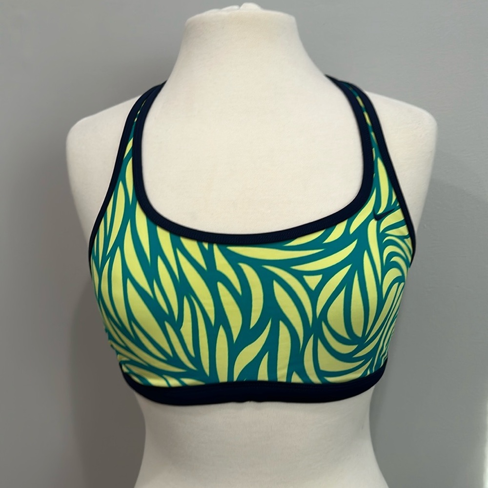 Nike Racerback Sports Bra & Bikini Top Yellow Teal Blue Womens L 10 12